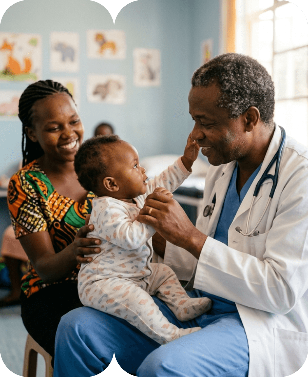 Mother and baby meeting a doctor